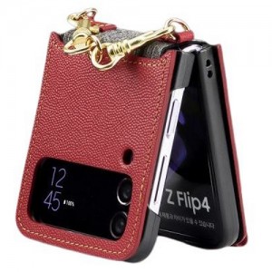 베르노아 갤럭시Z 플립4 핸드메이드 천연가죽 케이스 레드캐비어